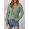 imageDokotoo Womens Casual V Neck Long Sleeve Shirts Loose Tunic Tops Business Tee BlousesSmoke Green