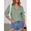 imageDokotoo Womens Casual V Neck Long Sleeve Shirts Loose Tunic Tops Business Tee BlousesSmoke Green