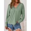 imageDokotoo Womens Casual V Neck Long Sleeve Shirts Loose Tunic Tops Business Tee BlousesSmoke Green