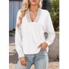 imageDokotoo Womens Casual V Neck Long Sleeve Shirts Loose Tunic Tops Business Tee BlousesWhite