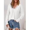 imageDokotoo Womens Casual V Neck Long Sleeve Shirts Loose Tunic Tops Business Tee BlousesWhite