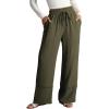 imageDokotoo Womens Fall Boho 2025 Casual Wid Leg Lace Pants High Waisted Drawstrings with PocketsArmy Green