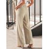 imageDokotoo Womens Fall Boho 2025 Casual Wid Leg Lace Pants High Waisted Drawstrings with PocketsBeige