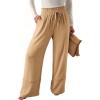 imageDokotoo Womens Fall Boho 2025 Casual Wid Leg Lace Pants High Waisted Drawstrings with PocketsCamel