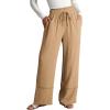 imageDokotoo Womens Fall Boho 2025 Casual Wid Leg Lace Pants High Waisted Drawstrings with PocketsCamel