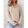 imageDokotoo Womens Full Zip Up Hoodies Waffle Knit Long Sleeve Drawstring Casual Sweatshirt Hooded TopsApricot