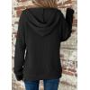 imageDokotoo Womens Full Zip Up Hoodies Waffle Knit Long Sleeve Drawstring Casual Sweatshirt Hooded TopsBlack