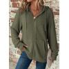 imageDokotoo Womens Full Zip Up Hoodies Waffle Knit Long Sleeve Drawstring Casual Sweatshirt Hooded TopsGreen