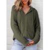 imageDokotoo Womens Full Zip Up Hoodies Waffle Knit Long Sleeve Drawstring Casual Sweatshirt Hooded TopsGreen