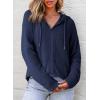 imageDokotoo Womens Full Zip Up Hoodies Waffle Knit Long Sleeve Drawstring Casual Sweatshirt Hooded TopsNavy Blue