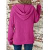 imageDokotoo Womens Full Zip Up Hoodies Waffle Knit Long Sleeve Drawstring Casual Sweatshirt Hooded TopsRose Red