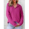 imageDokotoo Womens Full Zip Up Hoodies Waffle Knit Long Sleeve Drawstring Casual Sweatshirt Hooded TopsRose Red