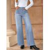 imageDokotoo Womens High Rise Baggy Jeans Straight Wide Leg Casual Trendy Pants Stretch Loose Fit Lightweight Denim PantsBeau Blue