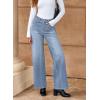imageDokotoo Womens High Rise Baggy Jeans Straight Wide Leg Casual Trendy Pants Stretch Loose Fit Lightweight Denim PantsBeau Blue