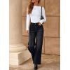 imageDokotoo Womens High Rise Baggy Jeans Straight Wide Leg Casual Trendy Pants Stretch Loose Fit Lightweight Denim PantsBlack