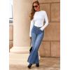 imageDokotoo Womens High Rise Baggy Jeans Straight Wide Leg Casual Trendy Pants Stretch Loose Fit Lightweight Denim PantsDark Blue