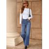 imageDokotoo Womens High Rise Baggy Jeans Straight Wide Leg Casual Trendy Pants Stretch Loose Fit Lightweight Denim PantsDark Blue