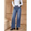 imageDokotoo Womens High Rise Baggy Jeans Straight Wide Leg Casual Trendy Pants Stretch Loose Fit Lightweight Denim PantsDark Blue
