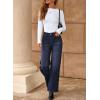 imageDokotoo Womens High Rise Baggy Jeans Straight Wide Leg Casual Trendy Pants Stretch Loose Fit Lightweight Denim PantsDirty Blue