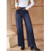 imageDokotoo Womens High Rise Baggy Jeans Straight Wide Leg Casual Trendy Pants Stretch Loose Fit Lightweight Denim PantsDirty Blue
