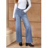 imageDokotoo Womens High Rise Baggy Jeans Straight Wide Leg Casual Trendy Pants Stretch Loose Fit Lightweight Denim PantsDusk Blue