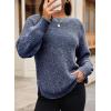imageDokotoo Womens Oversized Sweaters 2025 Long Sleeve Waffle Knit Casual Chunky Pullover Sweater Fall Outfits ClothesNavy Blue