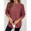 imageDokotoo Womens Oversized Sweaters 2025 Long Sleeve Waffle Knit Casual Chunky Pullover Sweater Fall Outfits ClothesRed Dahlia