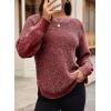 imageDokotoo Womens Oversized Sweaters 2025 Long Sleeve Waffle Knit Casual Chunky Pullover Sweater Fall Outfits ClothesRed Dahlia