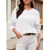 imageDokotoo Womens Sweaters Casual Long Sleeve Oversized Sweater Fall Cable Knit Chunky Pullover Jumper TopsWhite