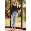 imageDokotoo Womens Tops Casual V Neck Long Sleeve Lace Trim Shirts with Smocked Cuffs Loose Tunic Tops BlousesBlack