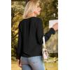 imageDokotoo Womens Tops Casual V Neck Long Sleeve Lace Trim Shirts with Smocked Cuffs Loose Tunic Tops BlousesBlack