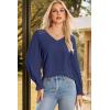 imageDokotoo Womens Tops Casual V Neck Long Sleeve Lace Trim Shirts with Smocked Cuffs Loose Tunic Tops BlousesNavy Blue