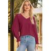 imageDokotoo Womens Tops Casual V Neck Long Sleeve Lace Trim Shirts with Smocked Cuffs Loose Tunic Tops BlousesRed Dahlia