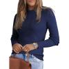 imageDokotoo Fall Sweaters for Women 2025 Casual Cashmere Lightweight Long Sleeve Crew Neck Solid Basic Slim Fit Sweater TopsNavy Blue