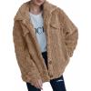 imageDokotoo Winter Fleece Heating 2025 Jacket for Women Button Down Stand Collar with Pockets CoatsCamel