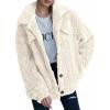 imageDokotoo Winter Fleece Heating 2025 Jacket for Women Button Down Stand Collar with Pockets CoatsWhite