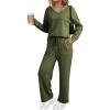 imageDokotoo Womens 2 Piece Lounge Set Casual V Neck Sweatshirt Fashion Travel Wide Leg Tracksuit Sweatsuits OutfitsGreen