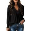 imageDokotoo Womens Casual V Neck Long Sleeve Shirts Loose Tunic Tops Business Tee BlousesBlack