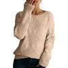 imageDokotoo Womens Crew Neck Long Sleeve Sweaters 2025 Fall Winter Chunky Warm Pullover Tops Trendy Casual OutfitsApricot