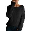 imageDokotoo Womens Crew Neck Long Sleeve Sweaters 2025 Fall Winter Chunky Warm Pullover Tops Trendy Casual OutfitsBlack