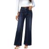 imageDokotoo Womens High Rise Baggy Jeans Straight Wide Leg Casual Trendy Pants Stretch Loose Fit Lightweight Denim PantsDirty Blue