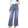 imageDokotoo Womens High Rise Baggy Jeans Straight Wide Leg Casual Trendy Pants Stretch Loose Fit Lightweight Denim PantsDusk Blue