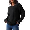 imageDokotoo Womens Sweaters Casual Long Sleeve Oversized Sweater Fall Cable Knit Chunky Pullover Jumper TopsBlack