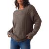 imageDokotoo Womens Sweaters Casual Long Sleeve Oversized Sweater Fall Cable Knit Chunky Pullover Jumper TopsBrown