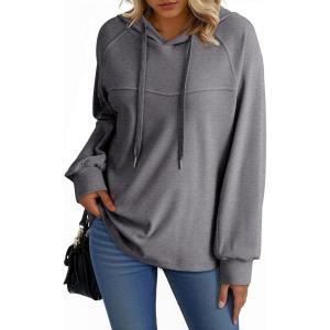 imageDokotoo Hoodies for Women Soft Long Sleeve Casual Hoodie Oversized Sweatshirt Lightweight Knit Pullover Drawstring Hooded TopsGrey