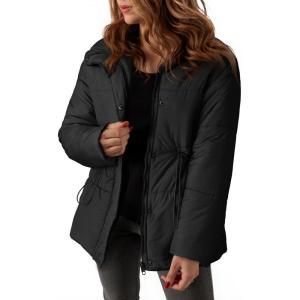 imageDokotoo Womens Casual Long Sleeve Zip up Puffer Chunky Warm Drawstring Quilted Lightweight Jacket CoatColor Black