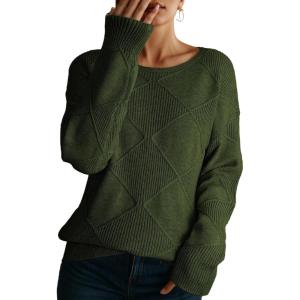 imageDokotoo Womens Crew Neck Long Sleeve Sweaters 2025 Fall Winter Chunky Warm Pullover Tops Trendy Casual OutfitsGreen Bay