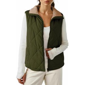 imageDokotoo Womens Fuzzy Fleece Vest Casual Oversized Warm Sherpa Vest Jacket with PocketsMist Green