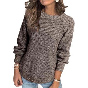 imageDokotoo Womens Oversized Sweaters 2025 Long Sleeve Waffle Knit Casual Chunky Pullover Sweater Fall Outfits ClothesDark Brown