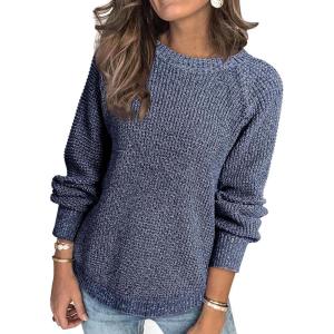 imageDokotoo Womens Oversized Sweaters 2025 Long Sleeve Waffle Knit Casual Chunky Pullover Sweater Fall Outfits ClothesNavy Blue